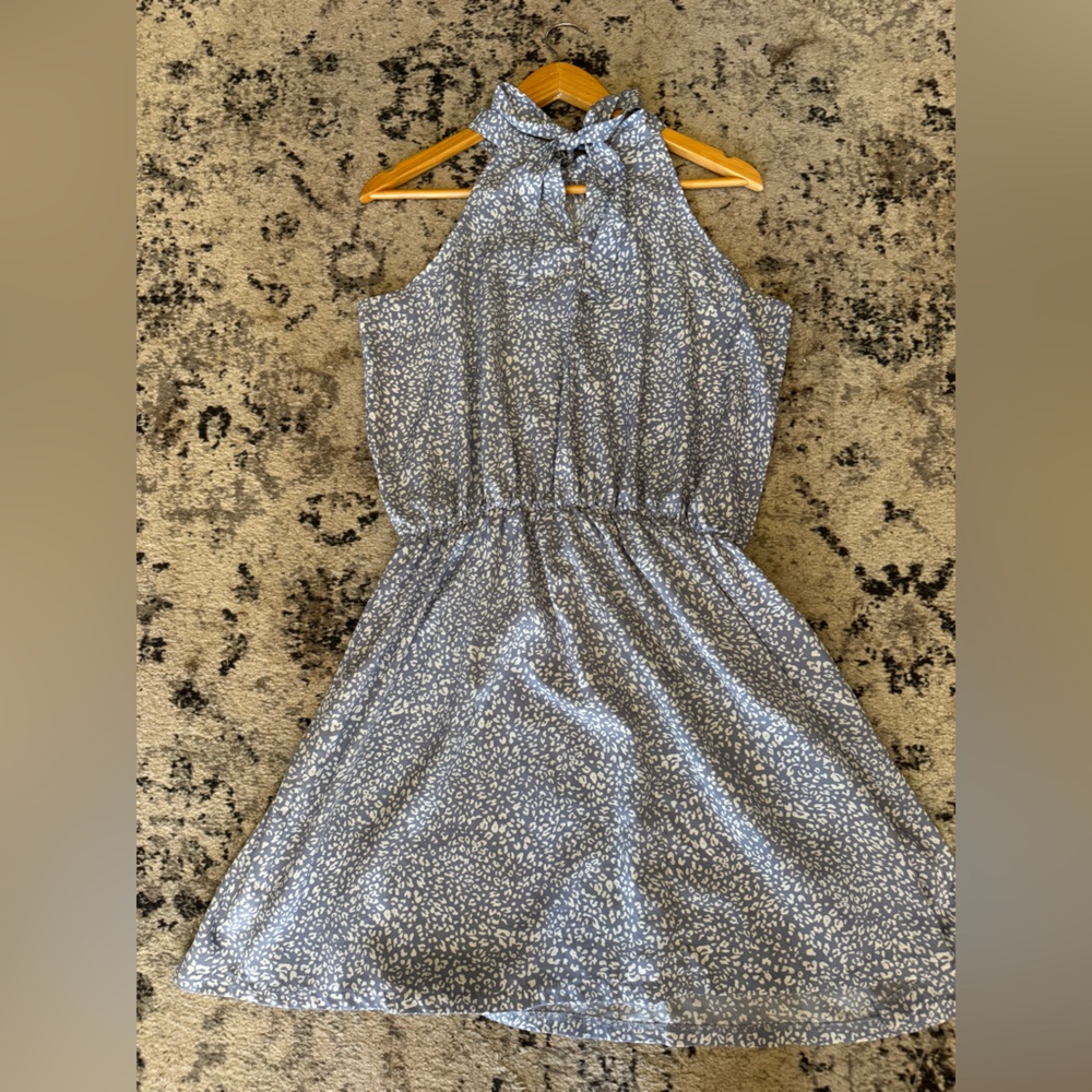 Blue and White Sleeveless Midi Drews